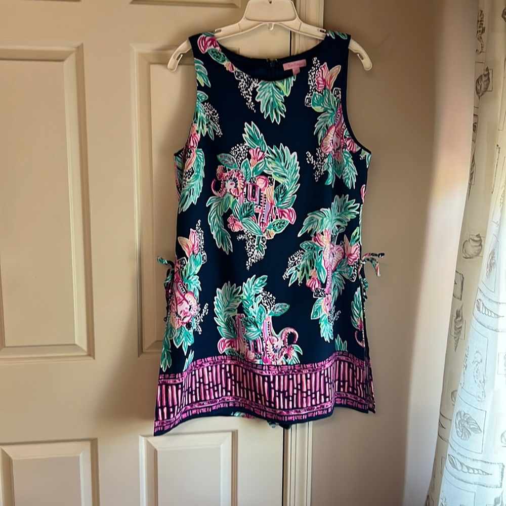 Lilly Pulitzer Navy Mini Dress with Pink and Turquoise Floral Print